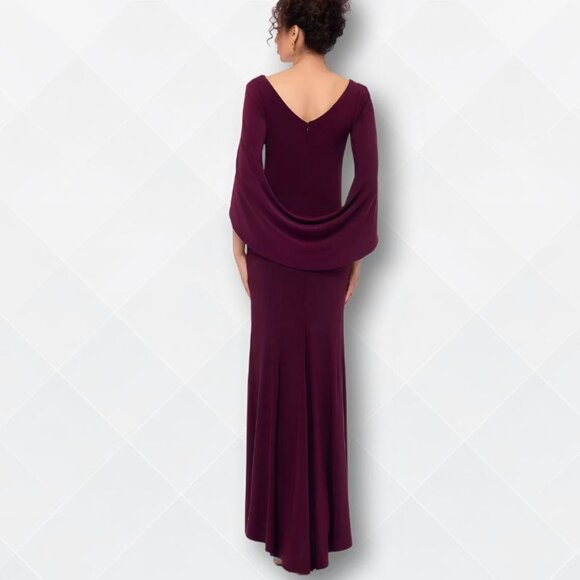 Betsy & Adam Nites Long Draped Back Maxi Dress – Black – Size 4 - WDS-100022 - Picture 2 of 5